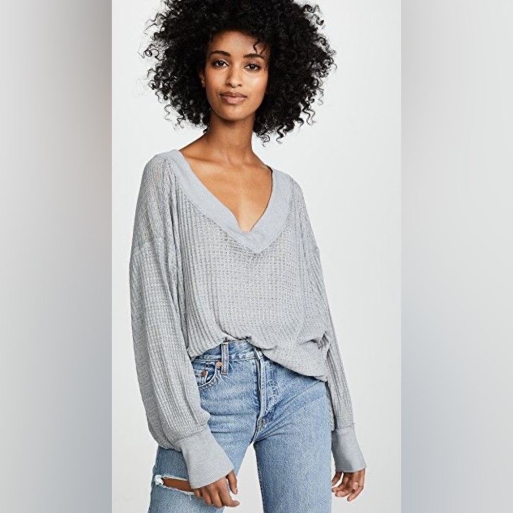 Free People Gray South SideThermal Top Size XS